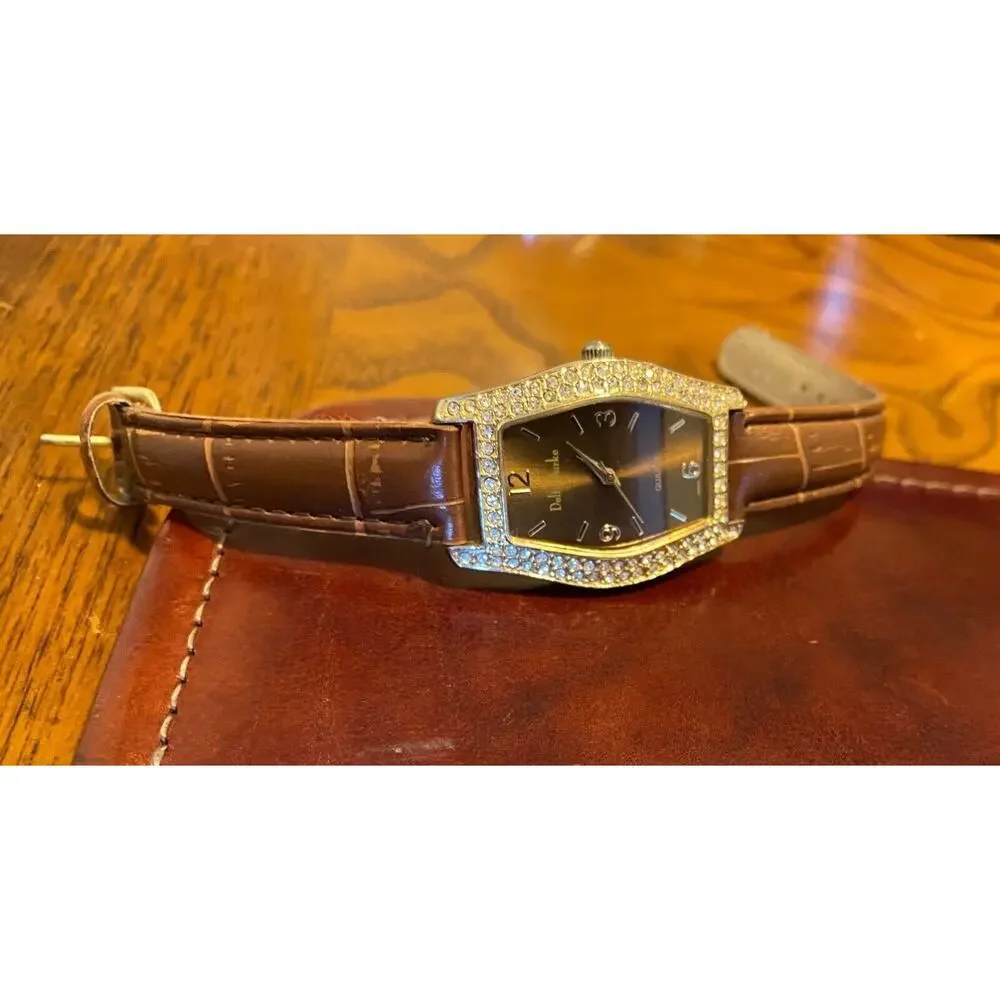 Women's Delta Burke Watch, Gold Tone and Crystal Case with Brown Band